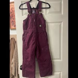 Berne Overalls Bib Small Girls Youth Purple Insulated Double Knee Canvas